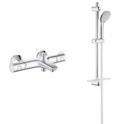 GROHE Mitigeur thermostatique Bain/Douche 1/2 Grohtherm 800 34567000 & Ensemble de Douche 2 Jets Euphoria 27230001, Argent (Import Allemagne)