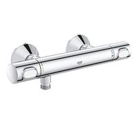 GROHE Mitigeur thermostatique douche Precision Flow, montage mural, protection anti-brûlure, raccord fileté 1/2", rosaces incluses, chromé, 34840000 (Import Allemagne)