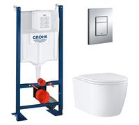 GROHE Pack Bati-support autoportant + plaque chrome + cuvette suspendue Start Round sans bride