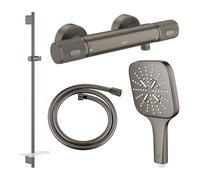 GROHE Pack douche avec mitigeur + douchette + barre de douche + flexible - Hard Graphite brossé