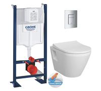 Grohe - Pack WC Bâti Autoportant Rapid SL + WC sans bride Integra + Abattant softclose + Plaque chrome (ProjectIntegraRimless2-1-SP)