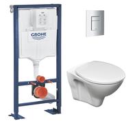 Grohe - Pack WC Bâti Autoportant Solido + WC suspendu Jika Neo avec abattant + Plaque chrome (AUTOPORTANT-S-LINEPRO-1)