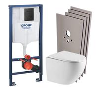 Grohe - Pack WC Bâti-support RapidSL + WC suspendu + Plaque Noir mat + Set de montage (RAPIDSL-FUSIONTQ-KF0-SABO)