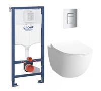 Grohe - Pack WC Bâti-support + WC sans bride SAT Infinitio 2.0, fixations invisibles + Plaque chrome (RapidSL-Infinitio2-1)