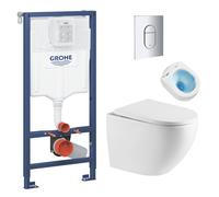 Grohe - Pack WC Bâti-support + WC sans bride Vortex SAT Fusion + Abattant softclose + Plaque Chrome