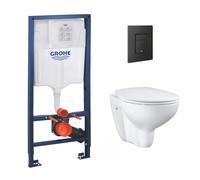 Grohe - Pack WC Rapid SL + WC Bau Ceramic sans bride + Siège abattant SoftClose + Plaque de commande noir mat (RapidSL-Bau-KF0)