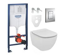 Grohe - Pack WC suspendu complet avec bâti-support Grohe et WC Ideal Standard Tesi avec technologie AquaBlade