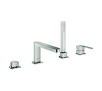 GROHE Plus Combiné monocommande 4 trous pour baignoire, montage sur gorge, saillie 211mm, avec accessoires, 29307DC3, Couleur: acier super