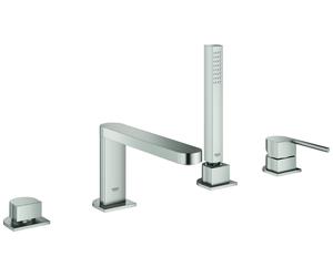 GROHE Plus Combiné monocommande 4 trous pour baignoire, montage sur gorge, saillie 211mm, avec accessoires, 29307DC3, Couleur: acier super