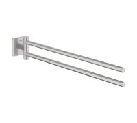 GROHE Porte-serviettes Start Cube QuickFix 40976DC0 – double, 2 bras pivotants, 44 cm, Supersteel