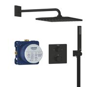 Grohe Precision ensemble de douche pluie encastré - thermostatique - douche de tête 31 x 31 cm - douchette bâton - noir mat 348812430