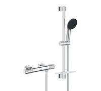 GROHE Precision Feel Ensemble de douche - robinet thermostatique - avec ensemble barre de douche - 60cm - douchette ronde - 3 jets - flexible de douche lisse - chrome 34791001