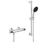 GROHE Ensemble de douche mitigeur thermostatique Precision Flow 34800001 – 1 jet, barre 60 cm, chromé