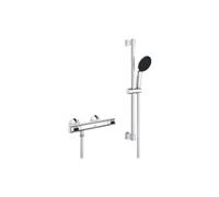 GROHE Precision Flow Mitigeur Thermostatique Douche, Ensemble de Douche 1 jet avec barre 60cm, Economie d'eau, A coller avec GROHE QuickGlue ou à visser, Chromé, 34800001