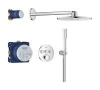 GROHE Set de douche Precision SmartControl – Thermostat encastré, Ø31 cm, 2 jets, chrome