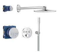 GROHE Precision SmartControl - Ensemble de Douche encastré 3 Sorties (Douche de Tête 31 cm à 2 Jets, Douchette 1 jet, Flexible 1.5m, Forme Ronde), Chrome, 1072450000