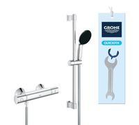 GROHE Precision Start Mitigeur Thermostatique Douche, Ensemble de Douche 1 jet avec barre 60cm, Economie d'Eau, A coller avec GROHE QuickGlue ou à visser Chromé, 34597001