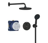 GROHE Ensemble de douche encastré Vitalio Start – Thermostat, tête 25 cm, 2 jets, noir mat