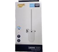 Grohe QuickFix Start - Brosse à WC pour montage mural, avec support, verre/chrome