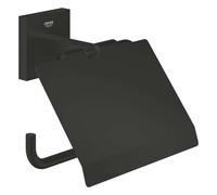 Grohe QuickFix Start Cube - Porte-rouleau toilette avec couvercle, noir mat 411022430
