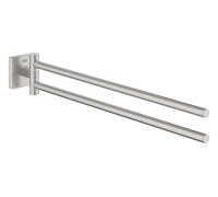 GROHE Porte-serviettes Start Cube QuickFix 40976DC0 – double, 2 bras pivotants, 44 cm, Supersteel