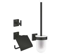 Grohe QuickFix Start Cube - Set d'accessoires de toilette 3 en 1, noir mat 411232430