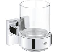 GROHE QuickFix - Start Cube - Verre en cristal avec support - Finition Chromée 41097000 (à visser ou à coller)