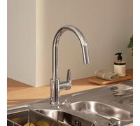 Grohe QuickFix Start Curve mélangeur de cuisine avec douchette extractible chrome rond