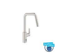 Grohe QuickFix Start - Mitigeur d’évier avec douchette extractible, alimentation par pile, supersteel 101243DC00