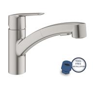 Grohe QuickFix Start - Mitigeur d'évier avec douchette extractible, supersteel 30531DC1