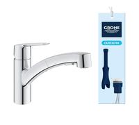 GROHE QUICKFIX Start Robinet de Cuisine évier, Douchette extractible, Inverseur 2 jets, Rotation 90°, Installation et nettoyage facile, Chromé, 30531001 (Import Allemagne)