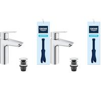 GROHE QUICKFIX Start Robinet de salle de bains lavabo, installation facile, mousseur économie d'eau, sans tirette, bonde clic clac incluse, taille M, chromé, 24204002 (Import Allemagne) Chromée