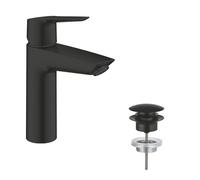 GROHE QUICKFIX Start Robinet de salle de bains lavabo, mousseur économie d'eau, bonde clic clac assortie incluse, installation et nettoyage facile, taille M, Noir Mat, 235752432 (Import Allemagne)
