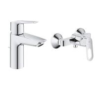 GROHE QUICKFIX Start Robinet de salle de bains lavabo, mousseur économie d'eau & Mitigeur Chromé monocommande Douche BauLoop 23340000 en Laiton