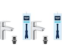 GROHE QUICKFIX Start Robinet de salle de bains lavabo, mousseur économie d'eau, sans tirette, bonde clic clac incluse, installation et nettoyage facile, taille S, chromé, 23551002 (Import Allemagne)