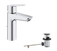 GROHE QUICKFIX Start Robinet de salle de bains lavabo, robinet avec tirette de vidage, bonde incluse, mousseur économie d'eau, installation rapide, taille M, chromé, 23455002 (Import Allemagne)