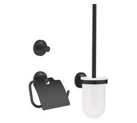 Grohe QuickFix Start - Set d'accessoires de toilette 3 en 1, noir mat 412042430
