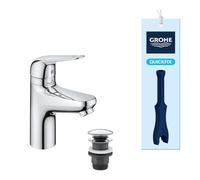 GROHE QUICKFIX - SWIFT, Mitigeur lavabo, avec bonde de vidage Clic-Clac, Sécurité enfant, outil de montage fourni, Economie d'eau, Taille S, Chromé, 24319001