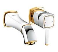 Grohe raccord mural pour vasque Grandera or chrome, raccord mural 2 trous, saillie 177mm