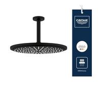 GROHE Rainshower Cosmopolitan 310 Ensemble de Douche de Tête (Bras de Douche 142 mm, Douche de Tête 310 mm Jet Pluie, Économie d’Eau 9,5 l/min, Anti-Calcaire), Forme Ronde, Phantom Black, 26067KF0