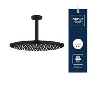 GROHE Rainshower Cosmopolitan 310 Ensemble de Douche de Tête (Bras de Douche Plafond 142 mm, Douche de Tête 310 mm Jet Pluie, Économie d’Eau 9,5 l/min, Anti-Calcaire), Forme Ronde, Noir Mat, 260672430