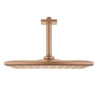 Grohe Rainshower - Douche de tête 310 Mono Cube 9,5l/min, avec bras de douche au plafond, Warm Sunset brossé 26566DL0