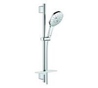 Grohe Rainshower SmartActive - Set de douche de tête 150, 3 jets, barre 60 cm et flexible, blanc chrome 26591000