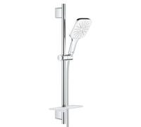 Grohe Rainshower SmartActive Cube - Set de douche de tête 130 9,5 l/min, 3 jets, barre 60 cm et flexible, blanc lunaire 26584LS0