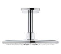 GROHE Rainshower SmartActive, douche de tête sortie plafond 14cm, 2 jets | ActiveRain puissant, PureRain doux comme une pluie d'été, buses SpeedClean, poignée reste froide (moon white, 26481LS0)