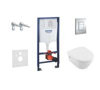 Grohe Rapid SL - Bâti-support pour WC suspendu + cuvette et siège Villeroy & Boch, plaque Skate Cosmopolitan, chrome 38528SET-KB
