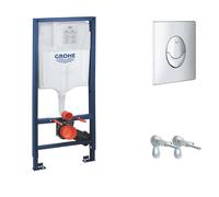 Bâti support pour WC - GROHE - 38721001 - Plaque murale Skate Air - Ajustement hauteur 200 mm - Chrome Blanc