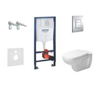 Grohe Rapid SL - Ensemble bâti-support, cuvette de toilette et siège D-Code, Rimless, SoftClose, plaque Skate Cosmo, chrome 38528SET-KK