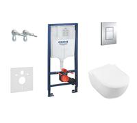 Grohe Rapid SL - Ensemble bâti-support, cuvette de toilette et siège Subway 2.0, DirectFlush, SoftClose, CeramicPlus et plaque Skate Cosmo, chrome 38528SET-KI