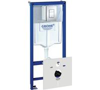 Grohe Rapid SL - Installation murale avec réservoir de chasse pour WC suspendu, bouton Skate Cosmopolitan, chrome 38775001